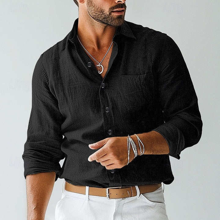 Men’s Long Sleeve Shirt with Button Closure and Chest Pocket