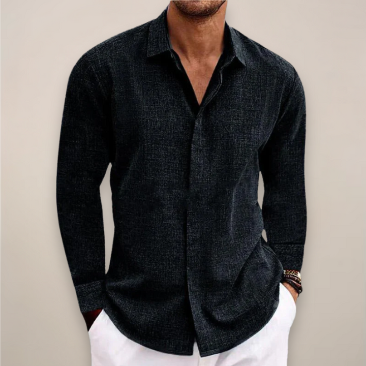 Men’s Linen Long Sleeve Shirt with Button Closure