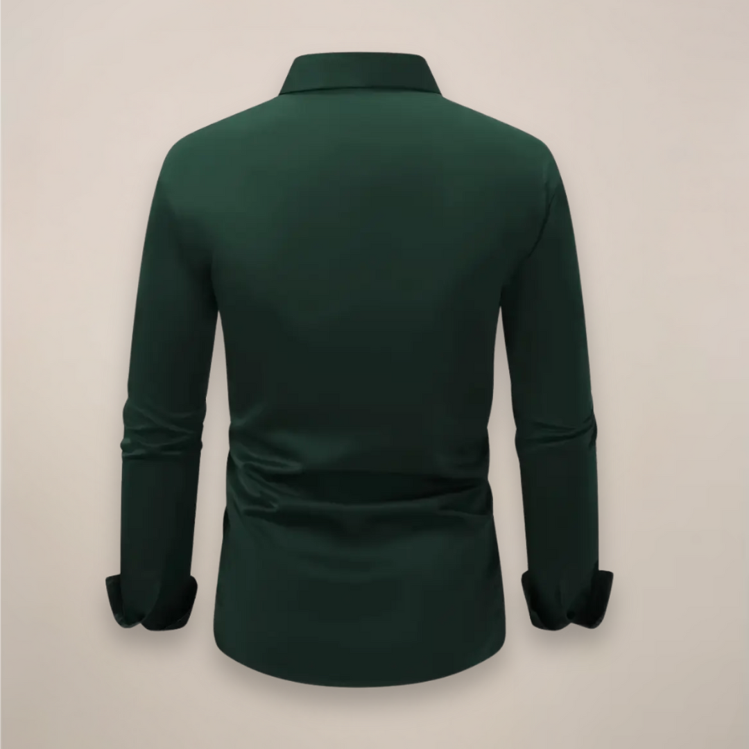 Men’s Long Sleeve Shirt with Notched Collar and Button Placket