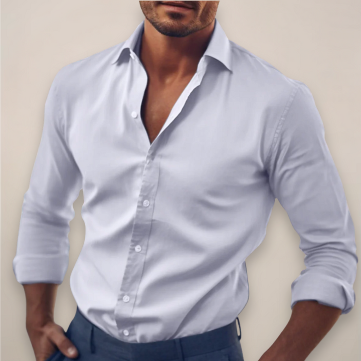 Men’s Long Sleeve Shirt with Classic Collar and Button Fastening