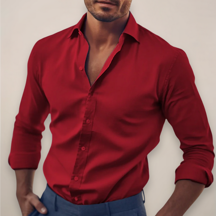 Men’s Long Sleeve Shirt with Classic Collar and Button Fastening