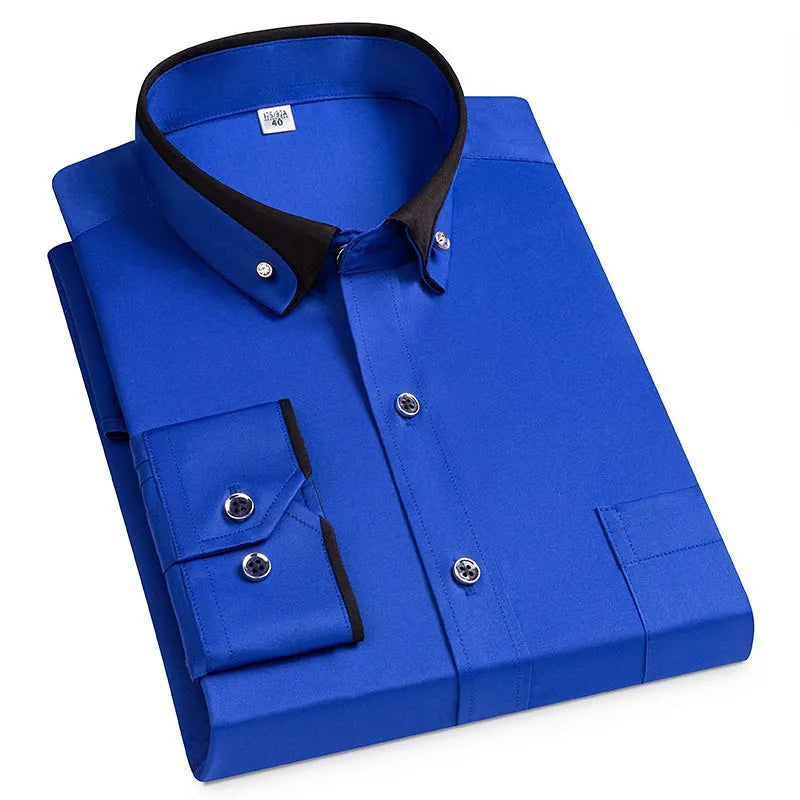 Men’s Shirt with Contrasting Two-Tone Collar and Chest Pocket