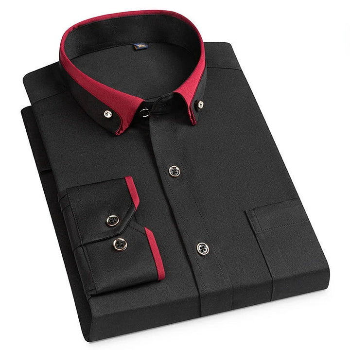 Men’s Shirt with Contrasting Two-Tone Collar and Chest Pocket