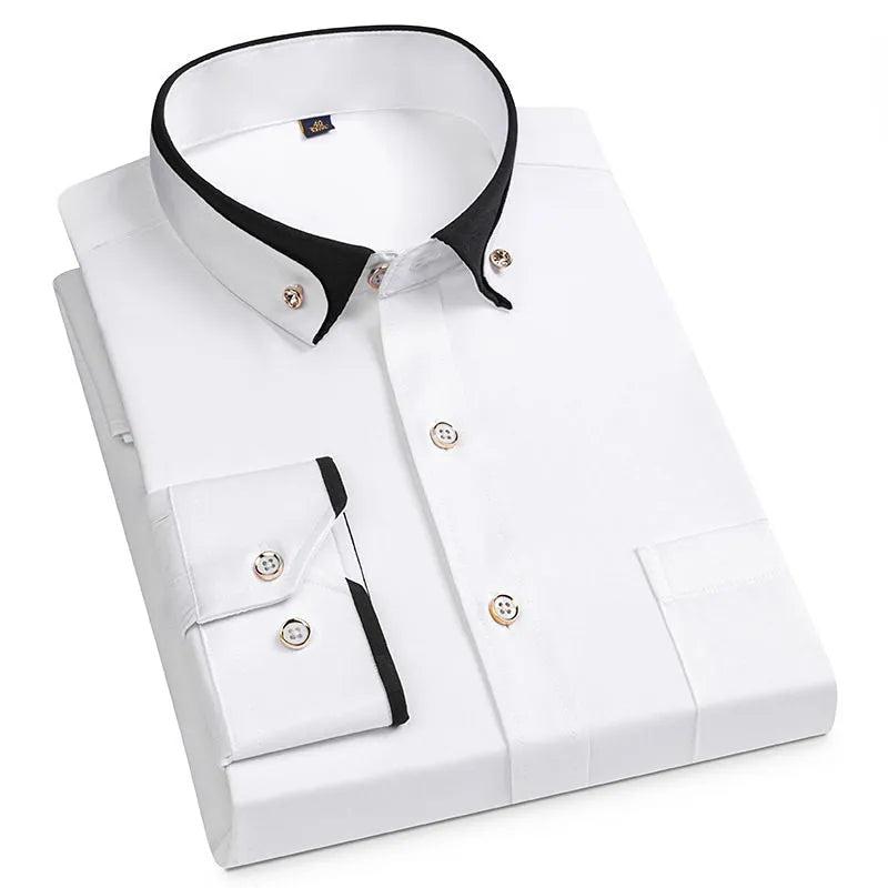 Men’s Shirt with Contrasting Two-Tone Collar and Chest Pocket