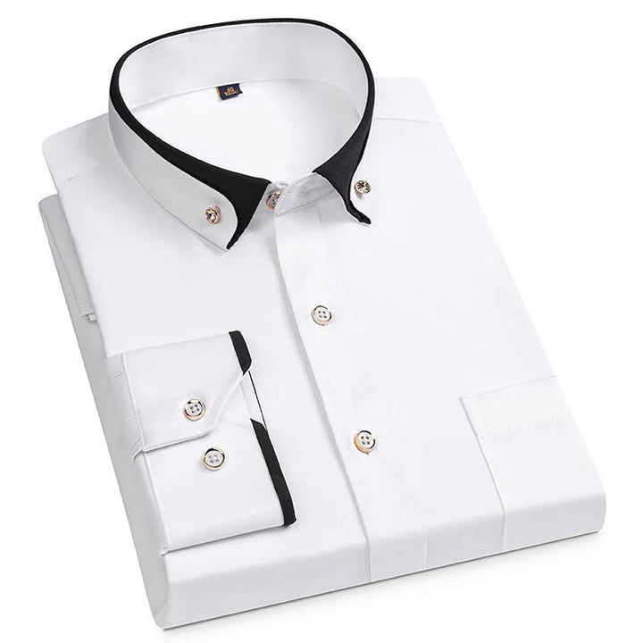 Men’s Shirt with Contrasting Two-Tone Collar and Chest Pocket