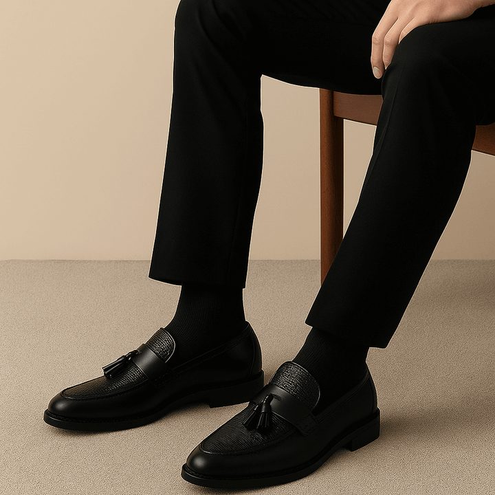 Men’s Loafers with Woven Detailing and Tassel Accent