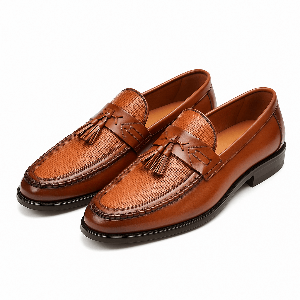 Men’s Loafers with Woven Detailing and Tassel Accent