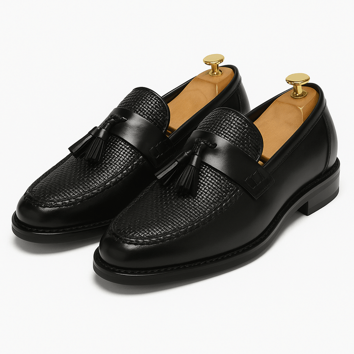 Men’s Loafers with Woven Detailing and Tassel Accent