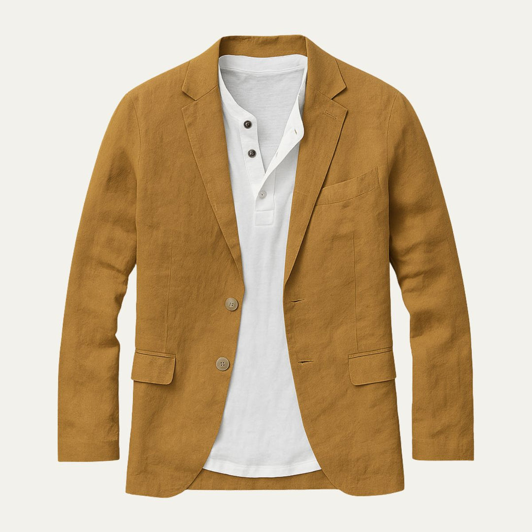 Mens Blazer with Classic Collar and Button Cuffs