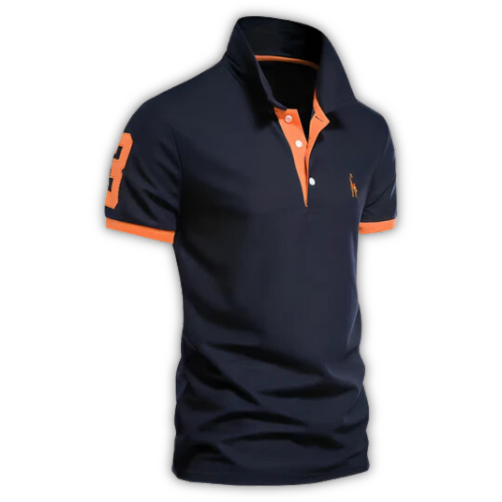 Men’s Casual Polo Shirt with Slim Fit and White Buttons