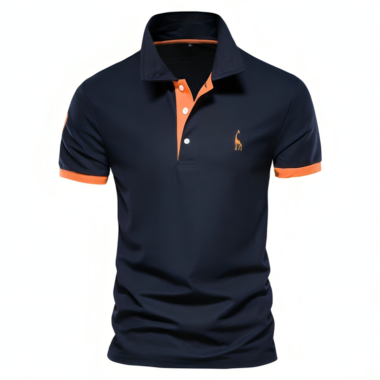 Men’s Casual Polo Shirt with Slim Fit and White Buttons