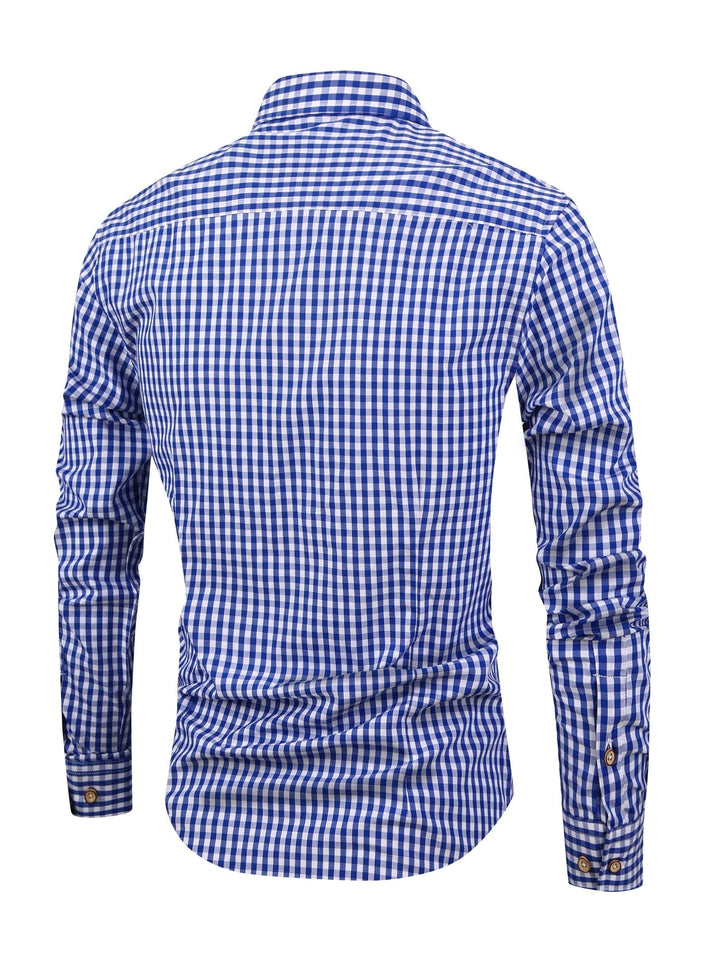 Men’s Check Shirt with Button Placket and Long Sleeves