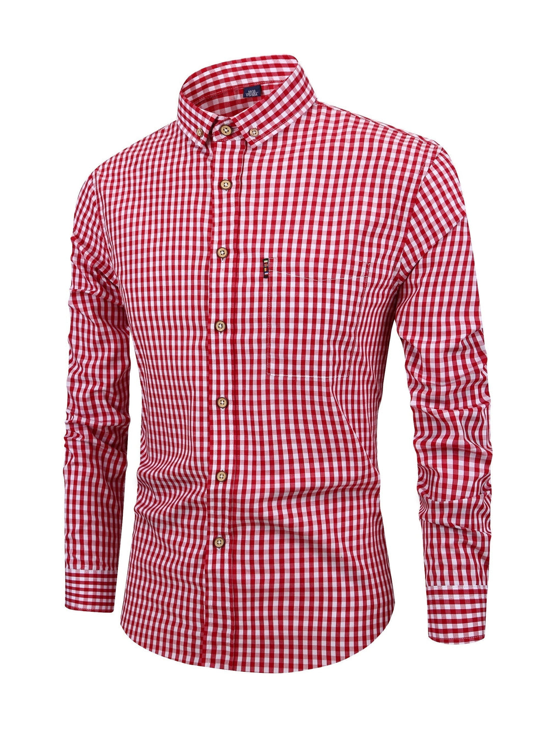 Men’s Check Shirt with Button Placket and Long Sleeves