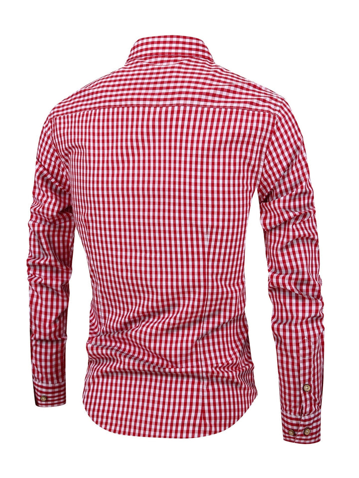 Men’s Check Shirt with Button Placket and Long Sleeves