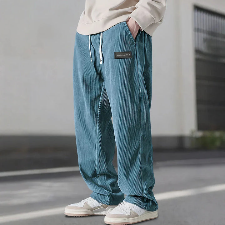 Men’s Corduroy Trousers with Adjustable Waist and Secure Pockets