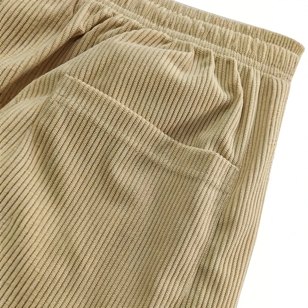 Men’s Corduroy Trousers with Adjustable Waist and Secure Pockets