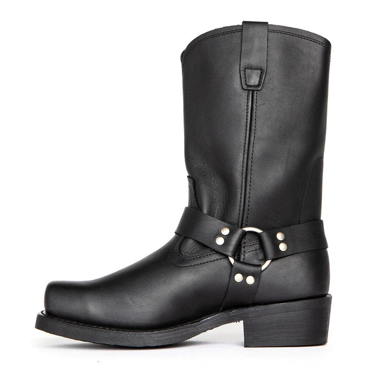 Men’s Cowboy Boots with Buckled Belt and High Shaft