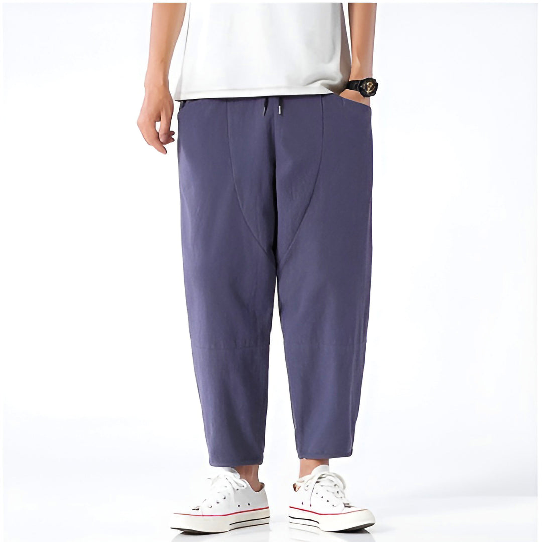 Men’s Cropped Trousers with Drawstring Waist and Side Pockets