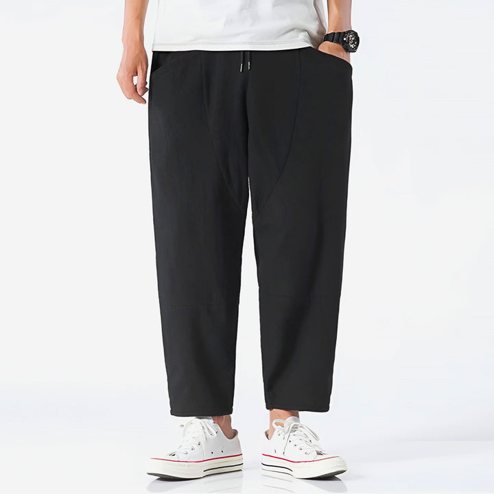 Men’s Cropped Trousers with Drawstring Waist and Side Pockets