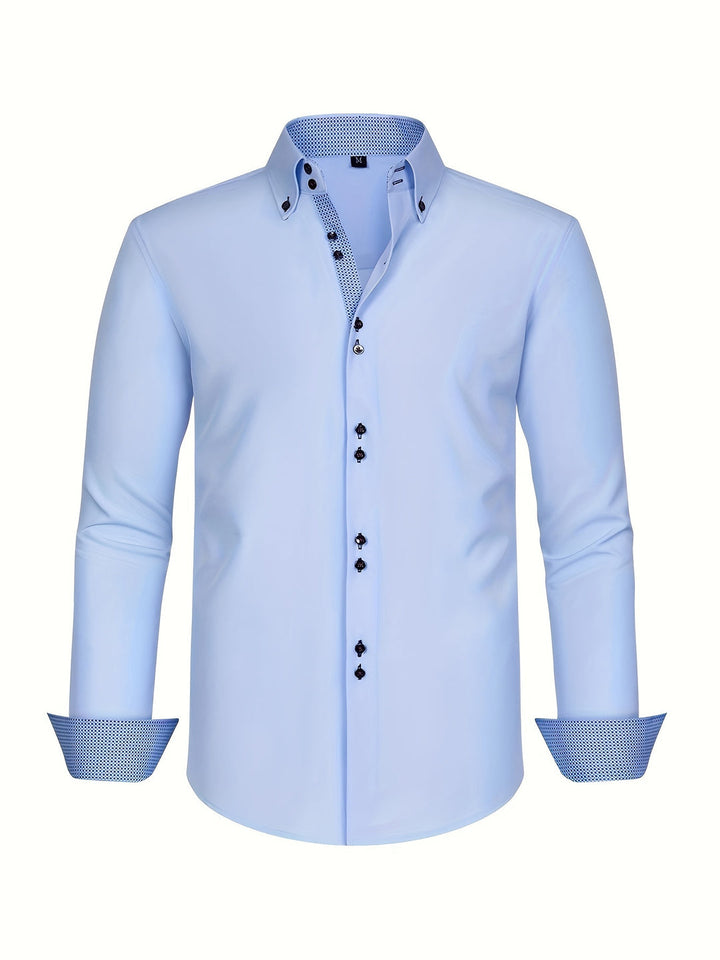 Men’s Double-Breasted Shirt with Contrast Cuffs