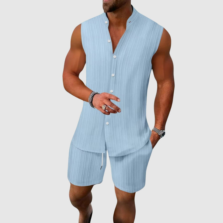 Men’s Duo Set with Sleeveless Vest and Drawstring Pants