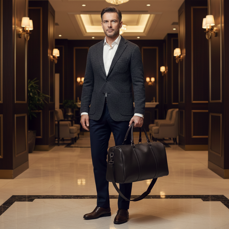 Men’s Executive Weekender Duffle Bag with Structured Design