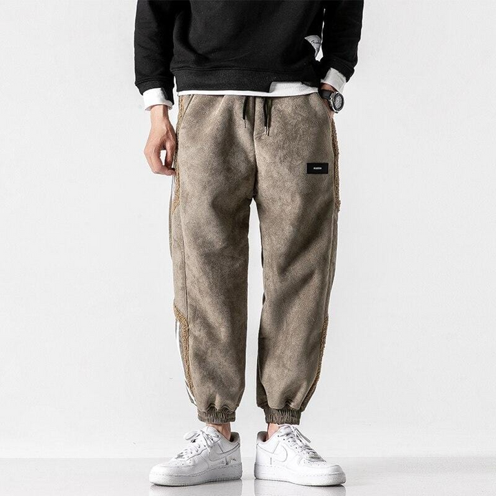 Men’s Joggers with Sherpa Lining and Contrasting Stripes