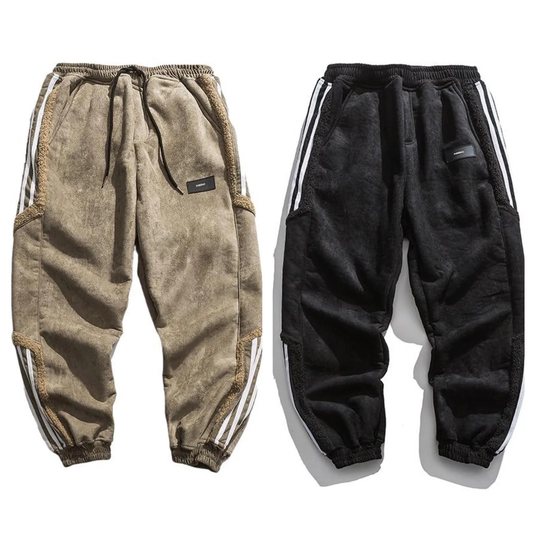 Men’s Joggers with Sherpa Lining and Contrasting Stripes