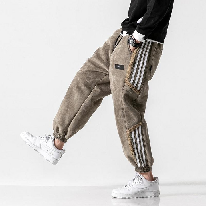Men’s Joggers with Sherpa Lining and Contrasting Stripes