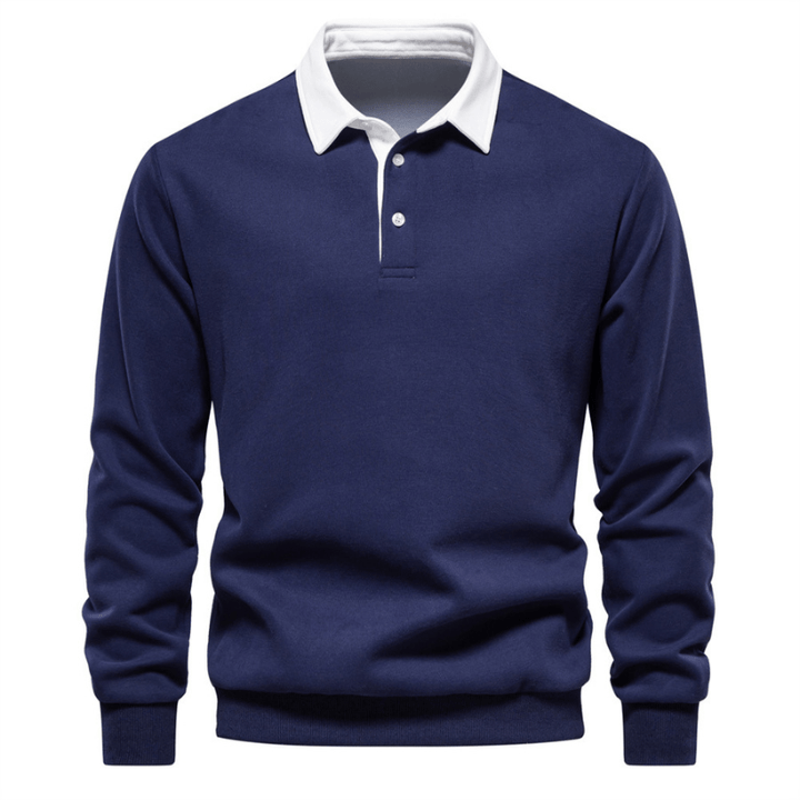 Men’s Jumper with Polo Collar and Button Cuffs