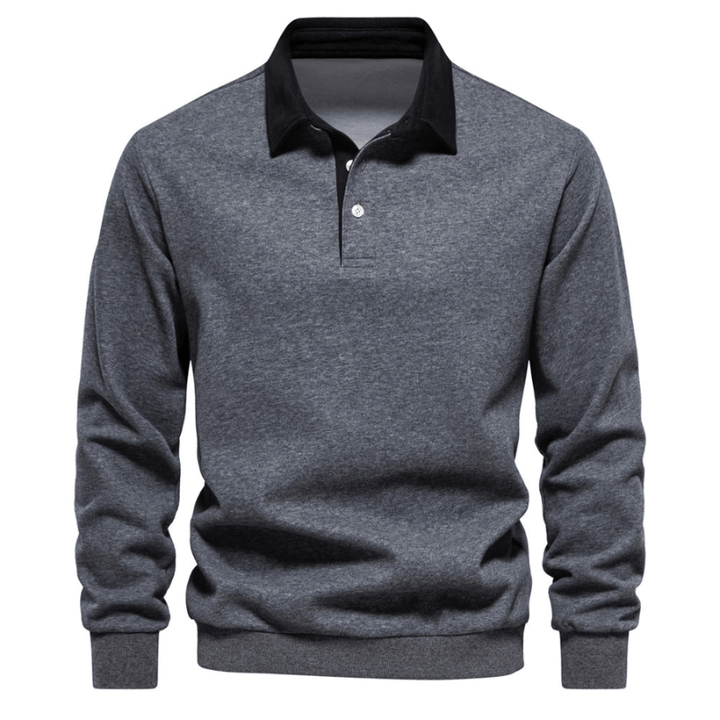 Men’s Jumper with Polo Collar and Button Cuffs