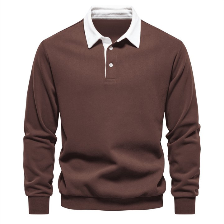 Men’s Jumper with Polo Collar and Button Cuffs