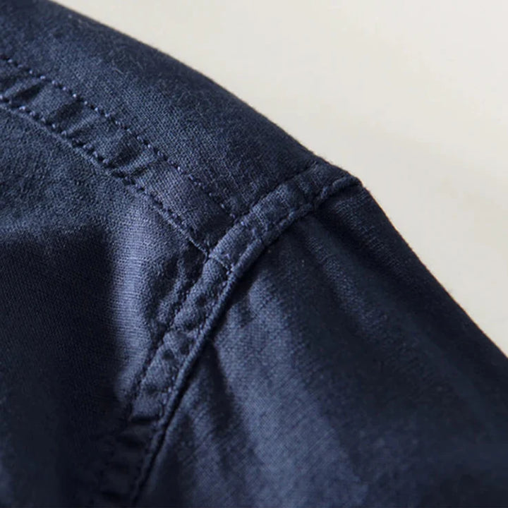 Men’s Mandarin Collar Shirt with Button Placket