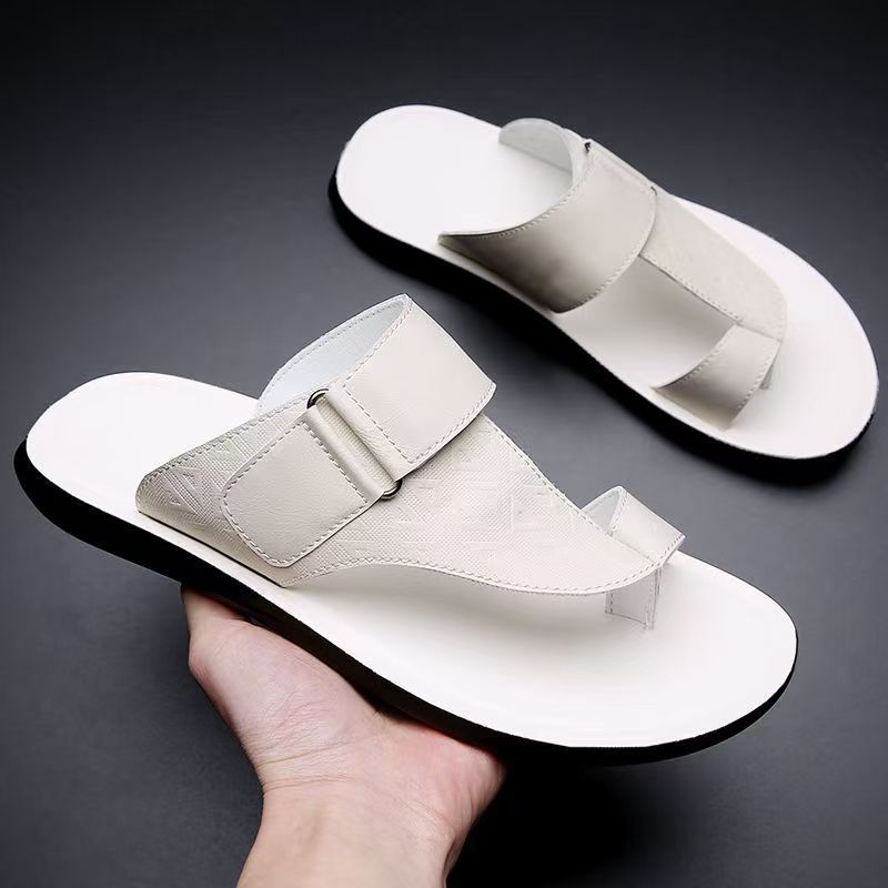 Men's Sandals with Geometric Strap and Toe-Loop Design