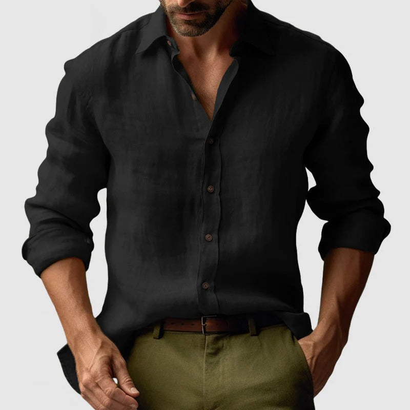 Mens Shirt with Button-Down Front and Long Sleeves