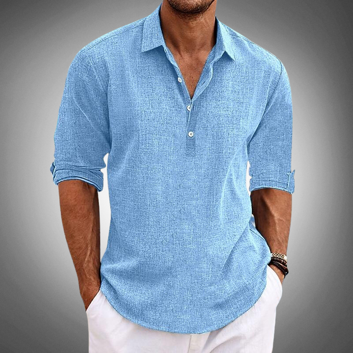 Mens Shirt with Button Placket and Pointed Collar