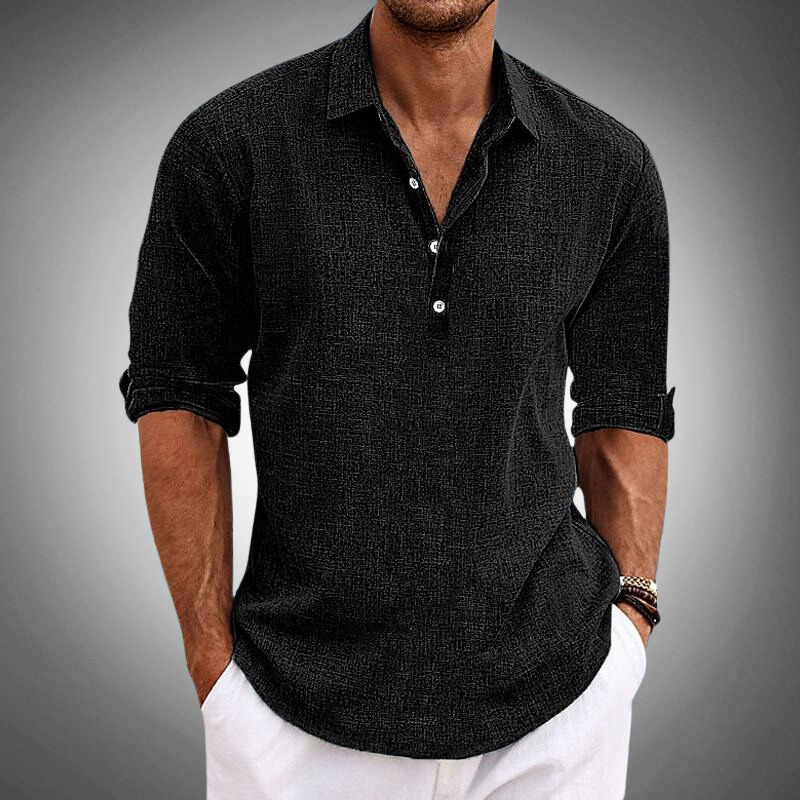 Mens Shirt with Button Placket and Pointed Collar