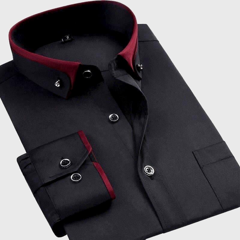 Men’s Shirt with Fold-Down Collar and Full-Length Sleeves