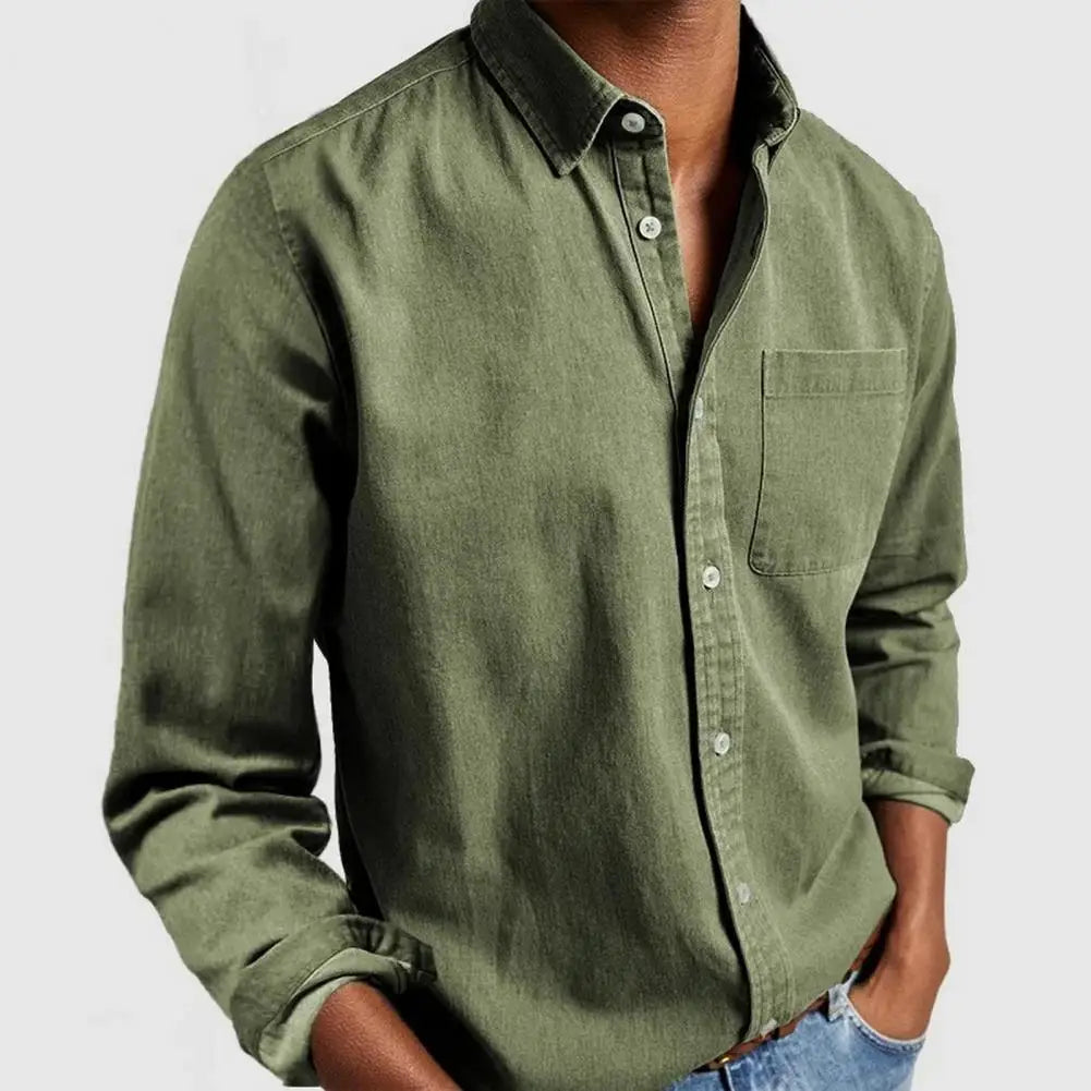 Men’s Shirt with Modern Lapel and Button Closure