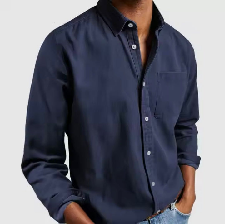 Men’s Shirt with Modern Lapel and Button Closure
