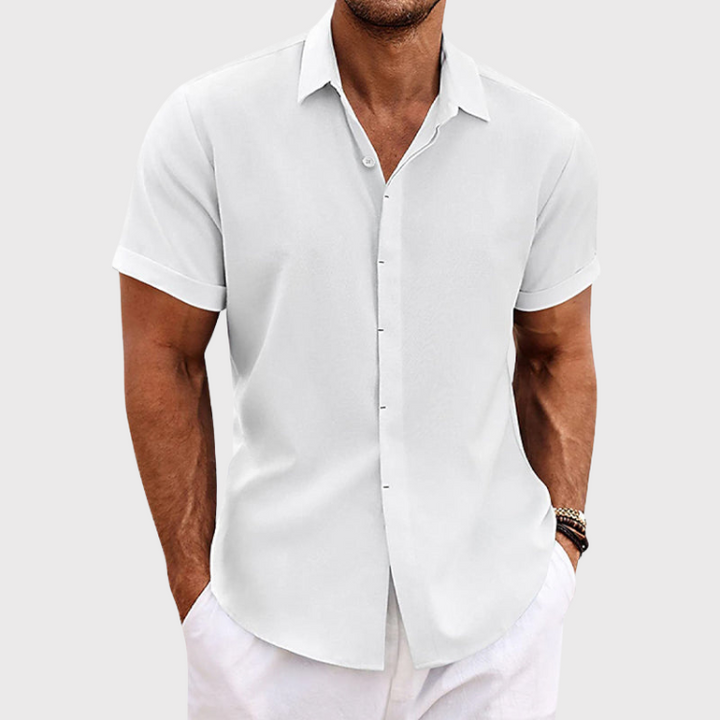 Men’s Short Sleeved Shirt with Linen Blend