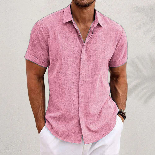 Men’s Short Sleeved Shirt with Linen Blend
