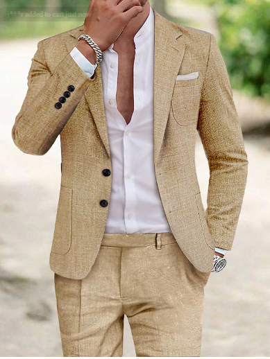 Mens Suit with Button Closure and Side Pockets