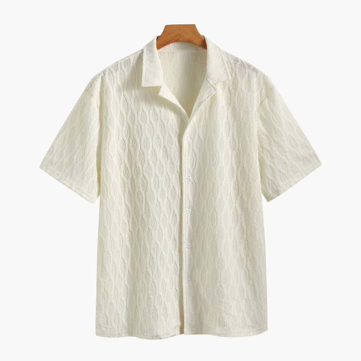 Men’s Summer Outfit Set with Button Shirt and Elastic Shorts