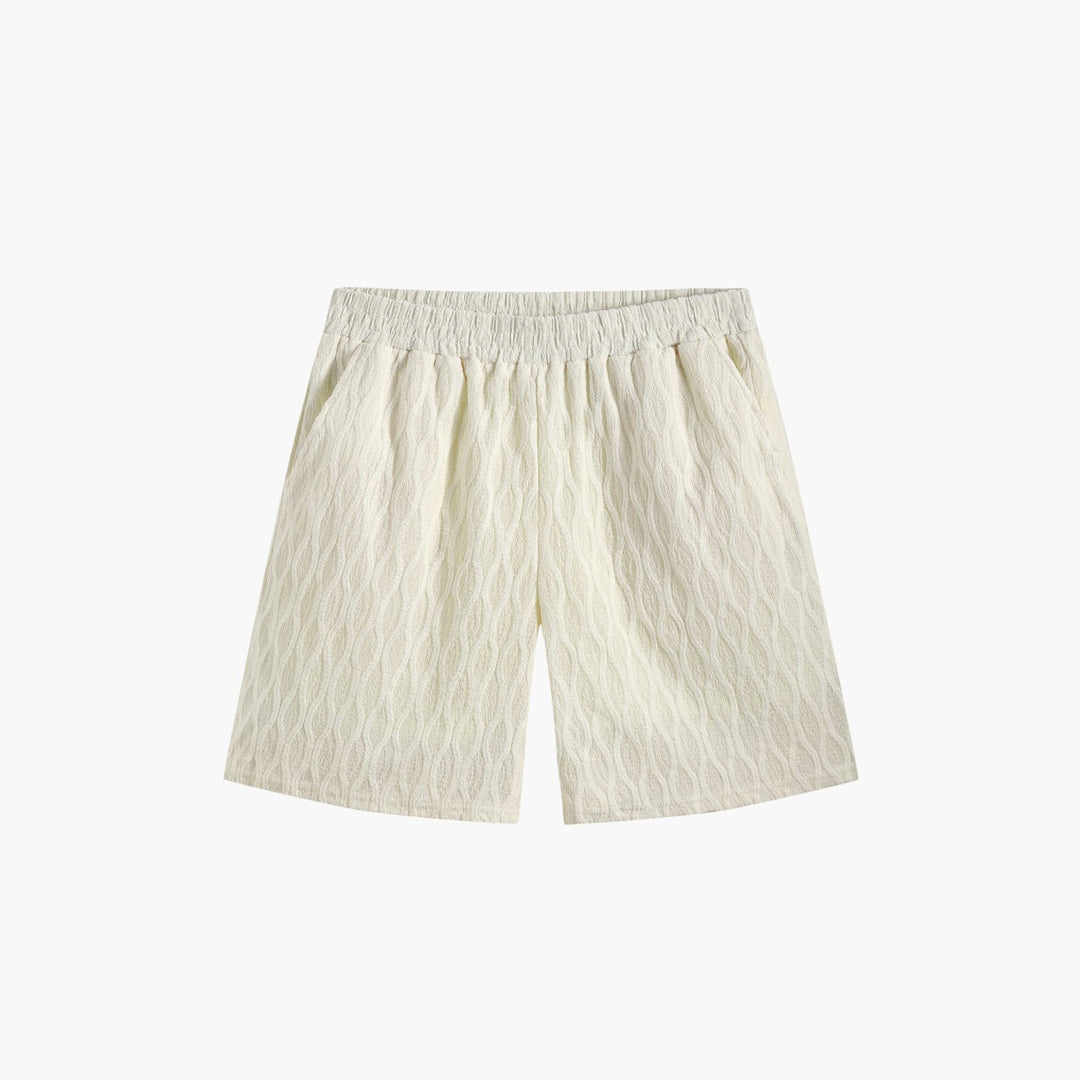 Men’s Summer Outfit Set with Button Shirt and Elastic Shorts