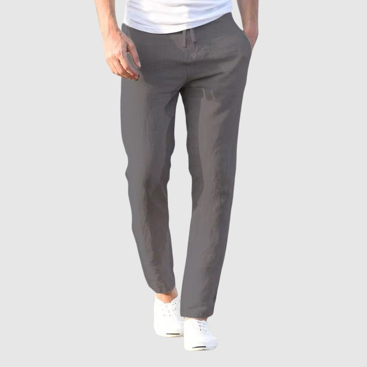 Mens Trousers with Drawstring Closure and Full-Length Legs