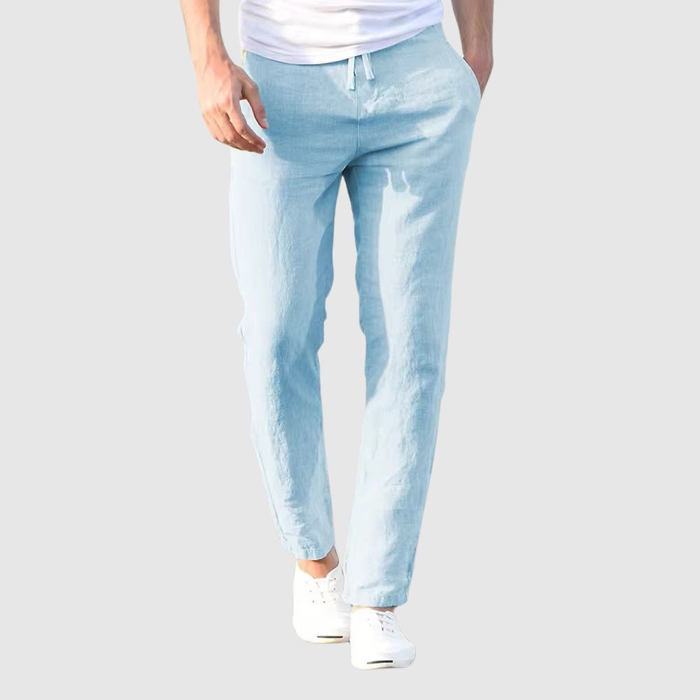 Mens Trousers with Drawstring Closure and Full-Length Legs