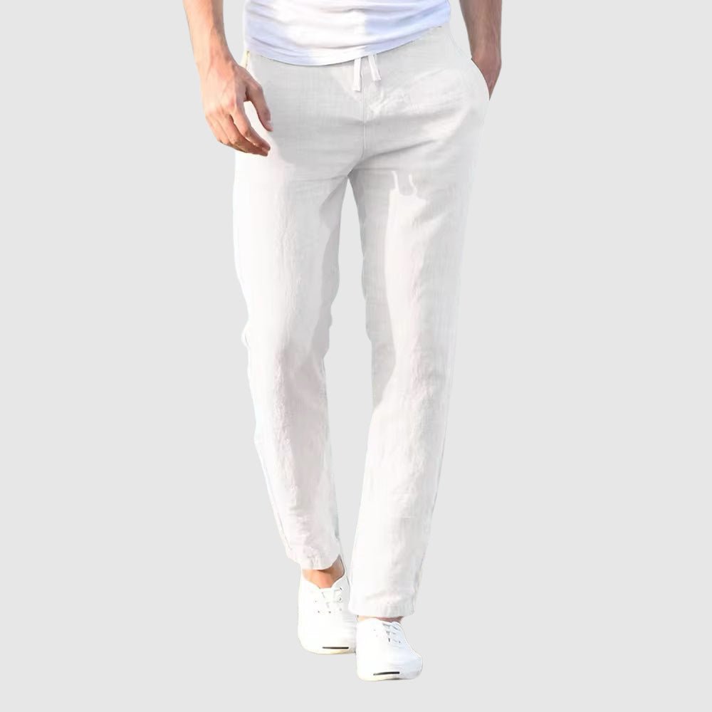 Mens Trousers with Drawstring Closure and Full-Length Legs