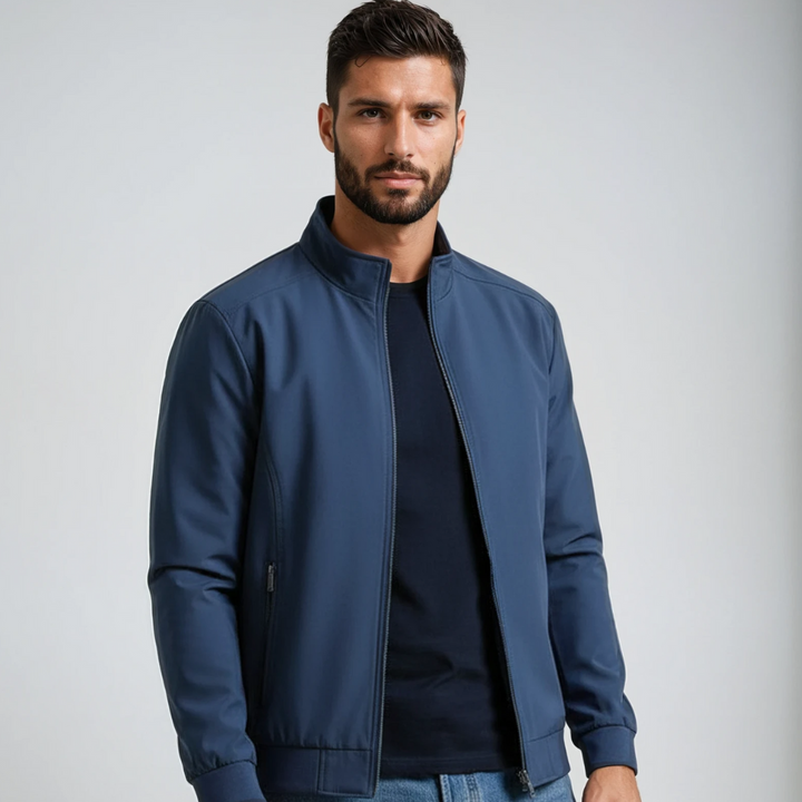 Men’s Winter Jacket with Zipper Closure and High Collar