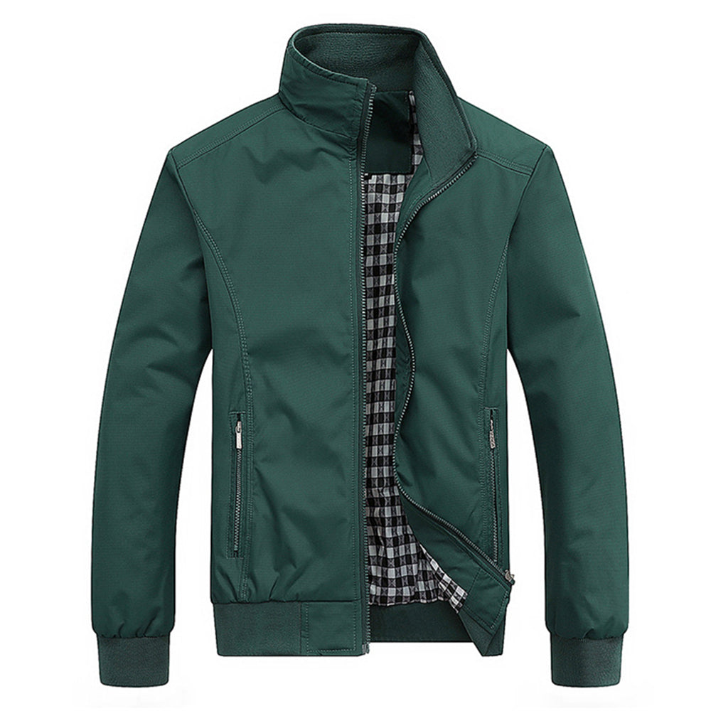 Men’s Winter Jacket with Zipper Closure and High Collar